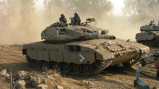 This file picture shows an Israeli Merkava Mark III tank.
