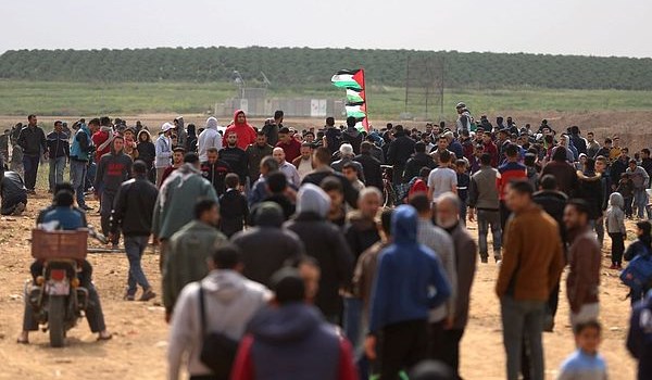 Palestinian demonstrators in Gaza