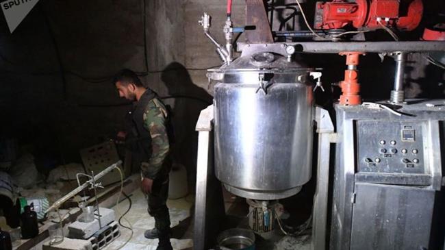 The file photo shows a clandestine laboratory discovered by Russian forces in the Syrian town of Douma in April, where terrorists used to produce chemical weapons.
