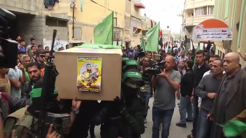 Thousands attend funeral of Hamas soldiers in Gaza Strip