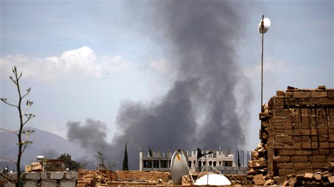 Smoke billows following a Saudi airstrike in the Yemeni capital, Sana