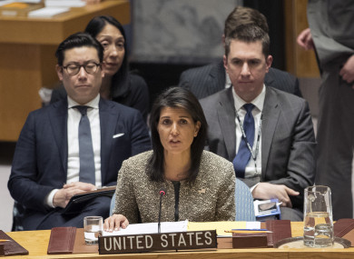Nikki Haley, US ambassador to the United Nations, speaks during a Security Council meeting

