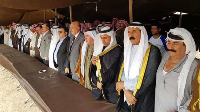 Syrian tribesmen meet in the northern Syrian city of Dayr Hafer, June 2, 2018. (Photo by SANA)