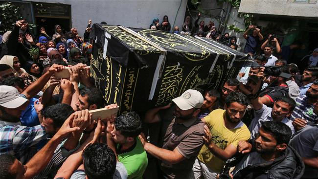 Palestinian mourners carry the coffin of 28-year-old Islamic Jihad member Abdul Haleem
