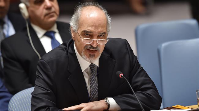 Syrian Ambassador to the United Nations (UN) Bashar al-Jaafari speaks during a UN Security Council meeting at the UN Headquarters in New York, on April 14, 2018. (Photo by AFP)

