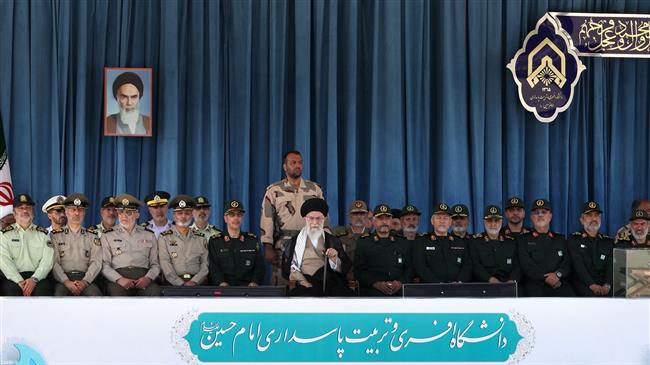 Leader of the Islamic Revolution Ayatollah Seyyed Ali Khamenei attends a graduation ceremony at Imam Hossein Military University in Tehran on June 30, 2018. (Photo by leader.ir)
