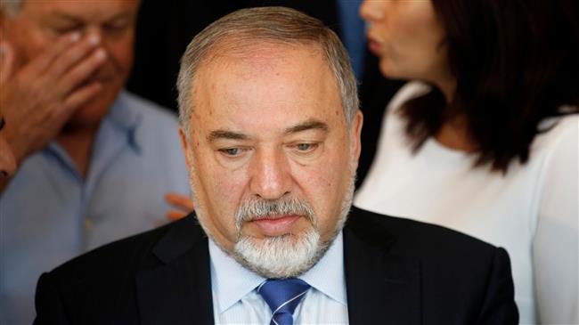 Israeli minister for military affairs, Avigdor Lieberman, attends a special cabinet meeting at the Bible Lands Museum in Jerusalem al-Quds, on May 13, 2018. (Photo by AFP)
