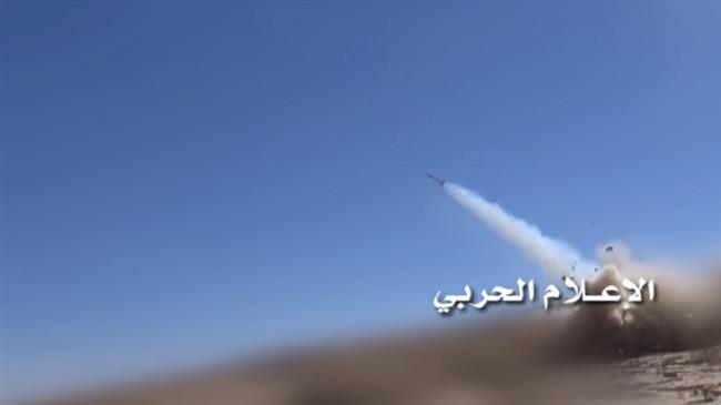 The undated photo, provided by the media bureau of Yemen’s Operations Command, shows a Yemeni missile shortly after launch.
