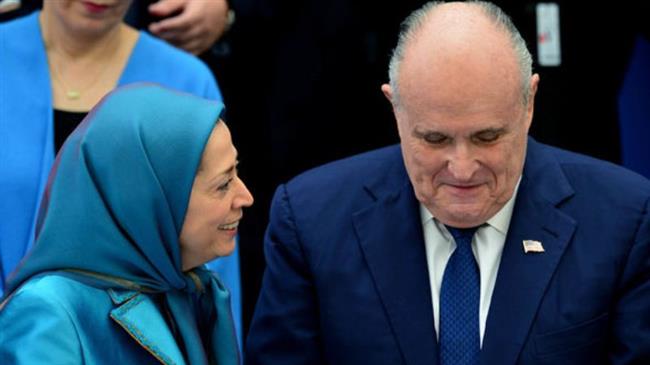 Maryam Rajavi, chief of the MKO terror group (L), and President Donald Trump’s personal lawyer Rudy Giuliani
