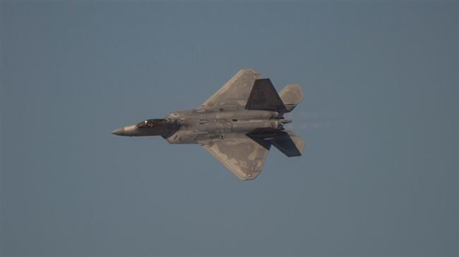 A US F-22 Raptor during a demonstration flight in the US.
