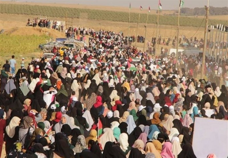 حضور زنان فلسطینی در راهپیمایی ضد صهیونیستی بازگشت