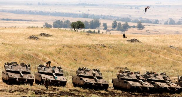 Israeli Merkava battle tanks during war games