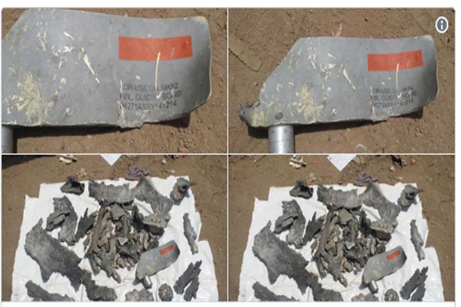 remains of US bombs used by Saudi coalition in Yemen