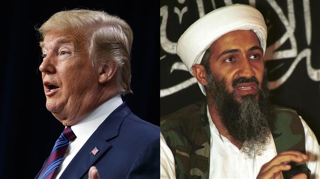 A combination photo of US President Donald Trump (L) and al-Qaeda founder Osama bin Laden. (file photo)
