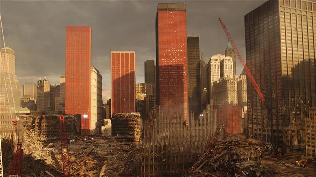 The World Trade Center site 17 days after the September 11, 2001 terrorist attacks.
