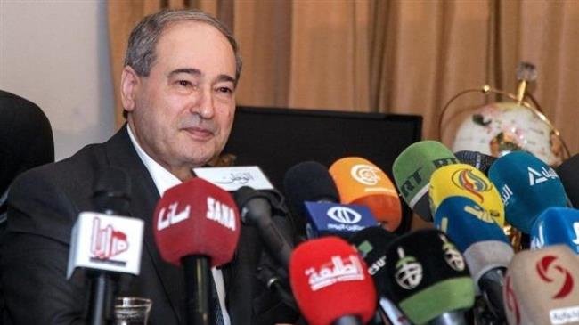 The file photo released by the official Syrian Arab News Agency (SANA) on March 10, 2018 shows Syrian Deputy Foreign Minister Faisal Mekdad delivering a press conference in the capital Damascus. (Photo by AFP)
