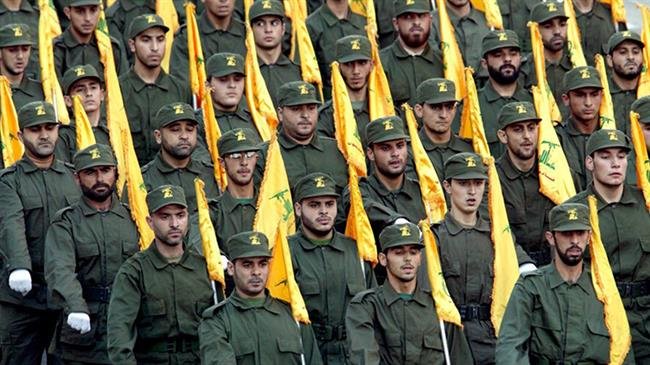 This file photo shows fighters from the Lebanese resistance movement of Hezbollah during a parade in Beirut.
