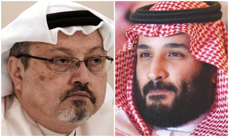 (L) Missing Saudi journalist Jamal Khashoggi, (R) Saudi crown prince Mohammad
