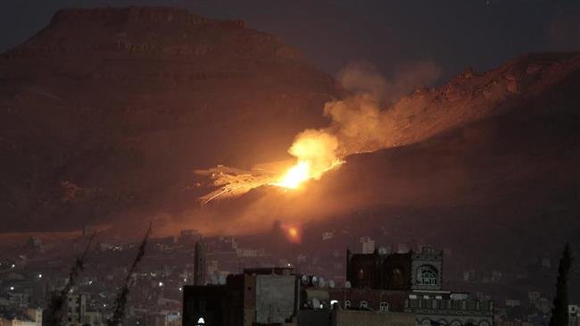 An airstrike by Saudi Arabia hits a site in the outskirts of Yemen’s capital, Sana