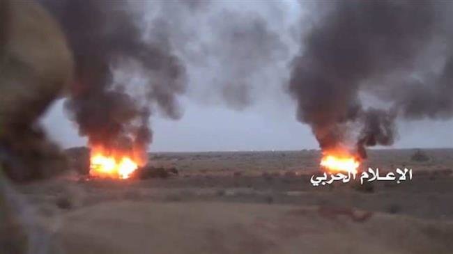 This frame grab from an undated video provided by Yemen’s War Media outlet shows a counterattack by Yemen’s Army against Saudi Arabian-led forces.
