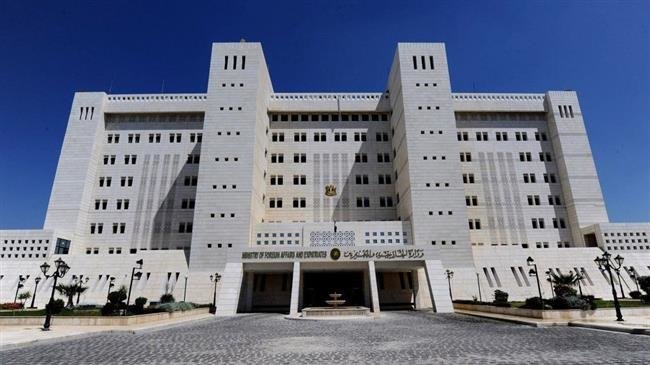 This file picture shows a view of the building of Syria’s Ministry of Foreign Affairs and Expatriates in the capital Damascus. (Photo by Sputnik)