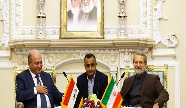 Larijani in a meeting with the visiting Iraqi President Barham Salih
