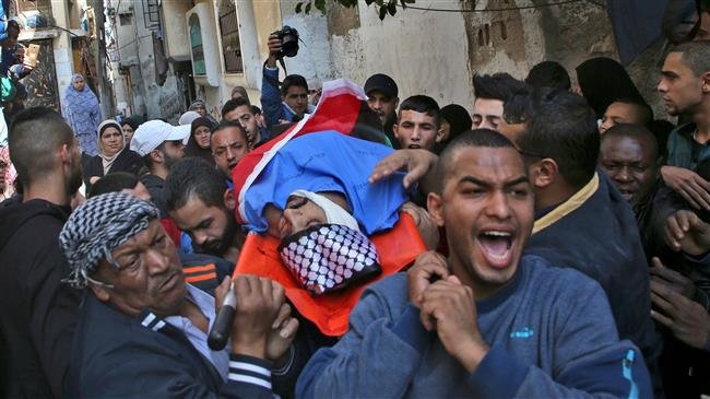 Mourners carry the body of 22-year-old Mohammed Hossam Abdel Latif Habali, who was killed during a clash with Israeli forces in the occupied West Bank earlier in the day, during his funeral in the West Bank city of Tulkarm on December 4, 2018. (Photo by AFP)
