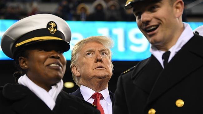 US President Donald Trump attends the annual Army-Navy football game at Lincoln Financial Field in Philadelphia, Pennsylvania, December 8, 2018. (Photo by AFP)

