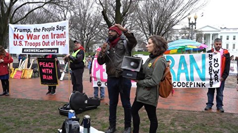 Protesters urge Trump to ease tensions with Iran at Washington rally