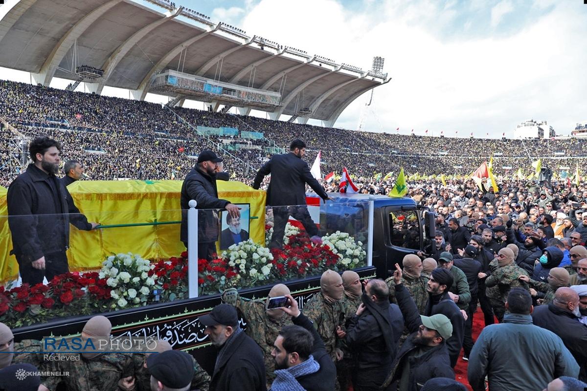 مراسم تشییع مجاهد کبیر شهید سیدحسن نصرالله و شهید سیدهاشم صفی‌الدین