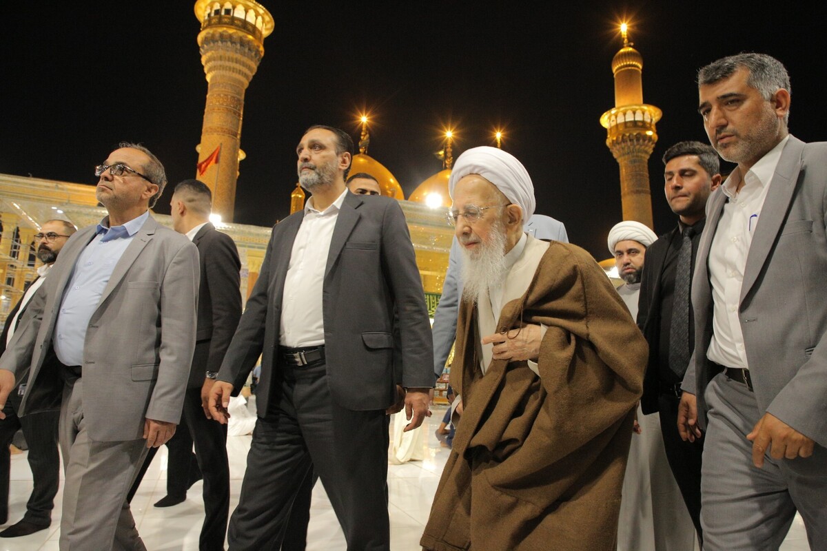 تشرف آیتالله جوادی آملی به آستان مقدس کاظمین + عکس