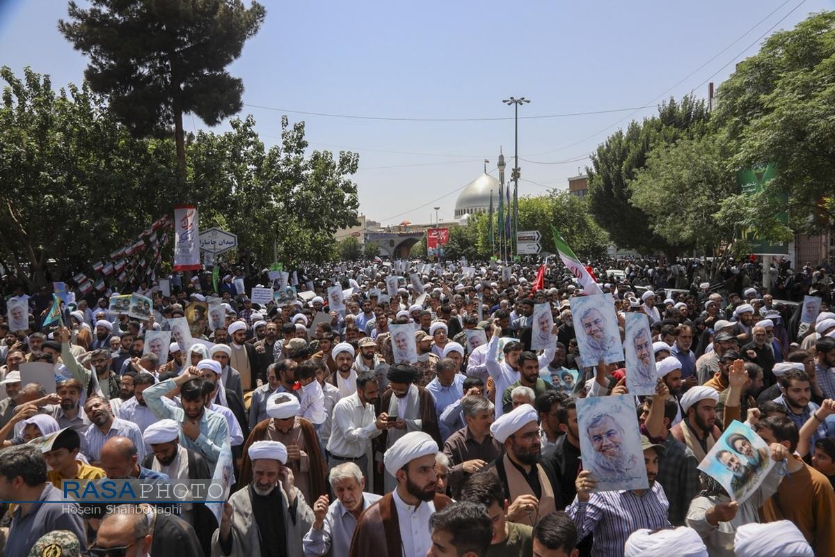 راهپیمایی مردم قم در محکومیت حمله رژیم صهیونیستی به ایران اسلامی