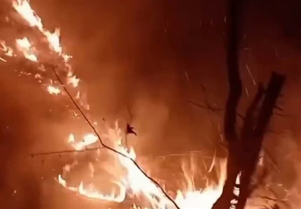 بالگرد پلیس هم به عملیات اطفای آتش‌سوزی جنگل‌های هیرکانی پیوست