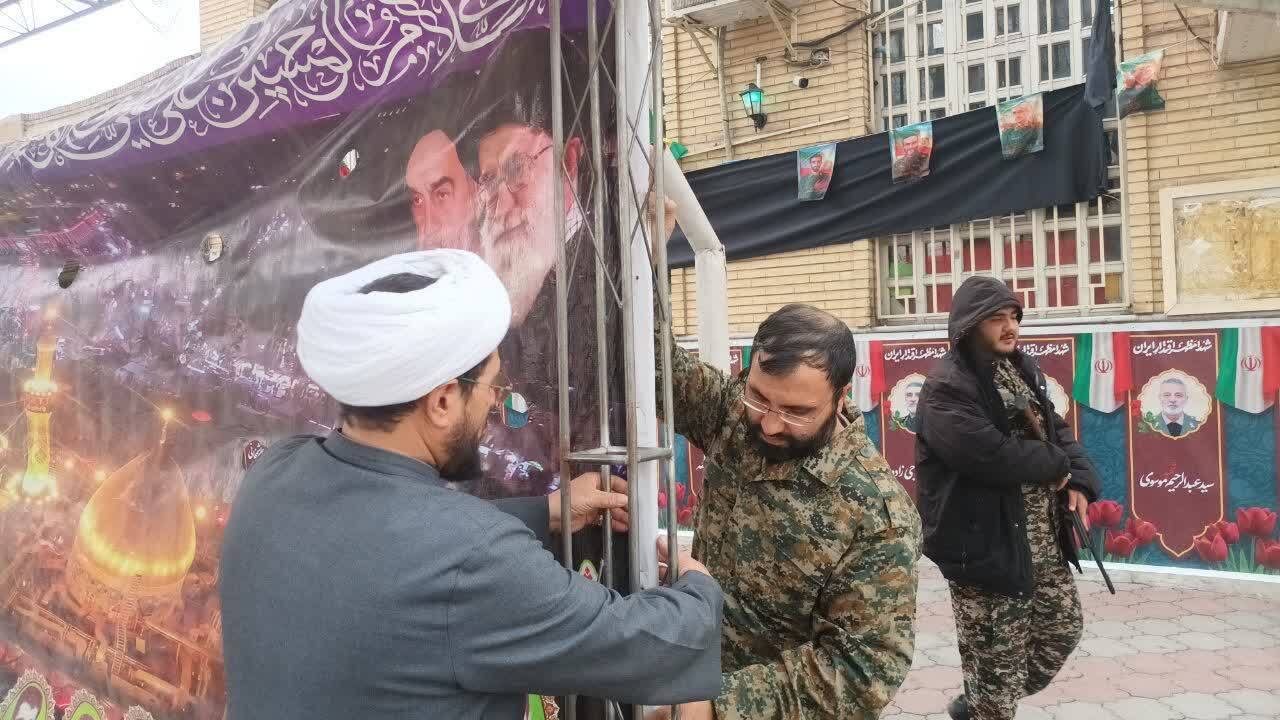 آماده‌سازی موکب حوزه علمیه طالبیه تبریز به همت بسیجیان اساتید و طلاب+ تصاویر