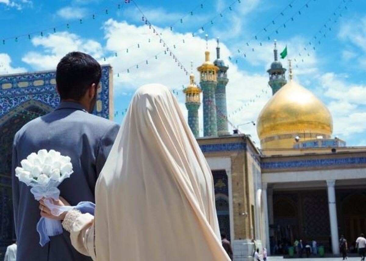 میزبانی اتاق عقد حرم بانوی کرامت از ۹۰ زوج جوان در روز ازدواج + تصاویر