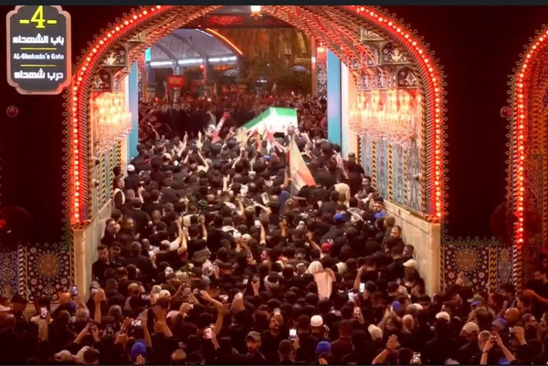 م/ پایان مراسم 7 ساعته تشییع پیکر رهبر شهید انقلاب در کربلا م/ پایان مراسم 7 ساعته تشییع پیکر رهبر شهید انقلاب در کربلا