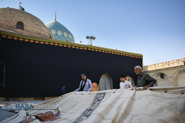 برپایی خیمه عزا در حرم امامزاده موسی مبرقع (ع) در قم