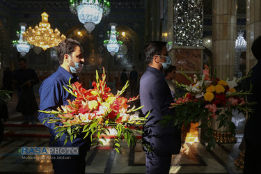 گل‌آرایی ضریح حرم مطهر در آستانه سالروز ورود حضرت معصومه (سلام الله علیها) به قم