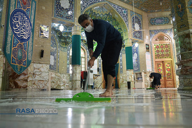 غبارروبی مسجد مقدس جمکران در آستانه ماه مبارک رمضان