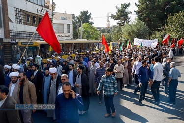 راهپیمایی طلاب قم در محکومیت حمله رژیم صهیونیستی به ملت مظلوم غزه
