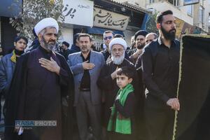 دسته عزاداری روز شهادت حضرت زهرا (سلام‎‌الله‌علیها) با حضور حضرت آیت الله وحید خراسانی