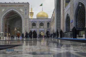 بارش باران و برف در حرم مطهر رضوی